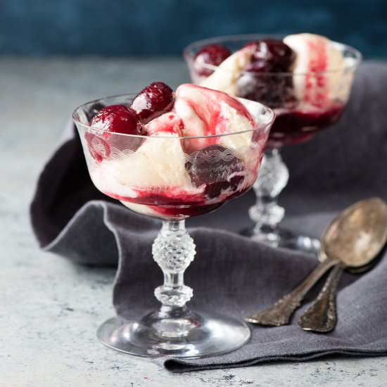 Cherries Jubilee with Ice Cream - Recipe photo by boulderlocavore