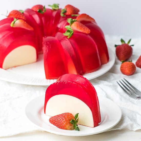 Milk Strawberry Jello Mold Bundt - Recipe photo by lslfunblog