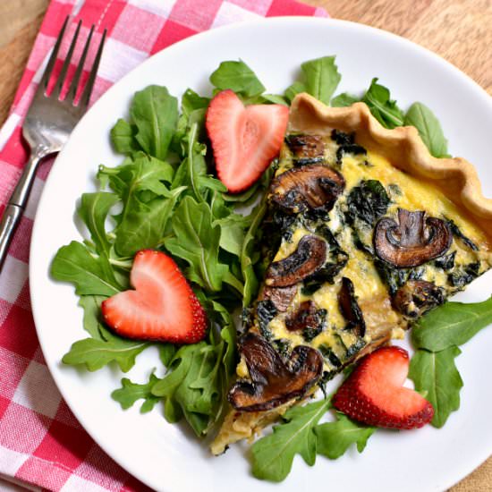 Mushroom, Kale, and Cheddar Quiche - Recipe photo by HelloLittleHome