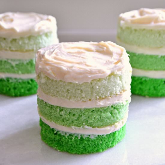 St. Patrick's Day Mini Ombre Cakes - Recipe photo by HelloLittleHome