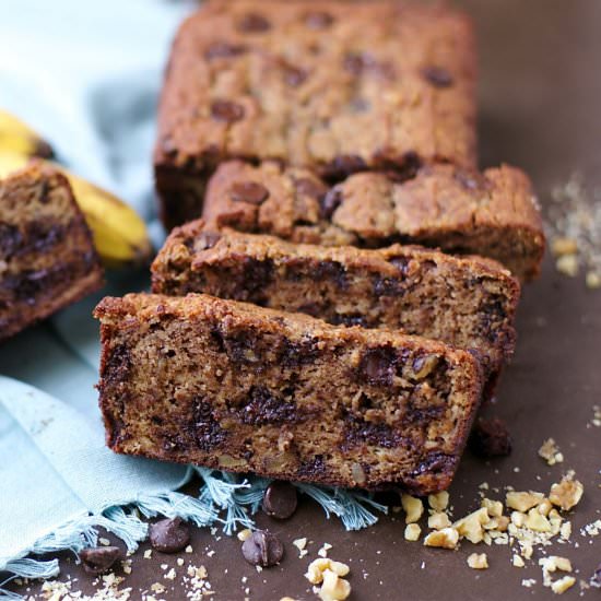 Paleo Chocolate Chip Banana Bread - Recipe photo by wholesomelicious
