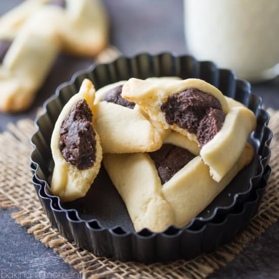 Fudge Brownie Hamantaschen - Recipe photo by Baking a Moment