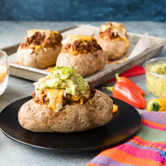 Taco-Stuffed Baked Potatoes - Recipe photo by boulderlocavore