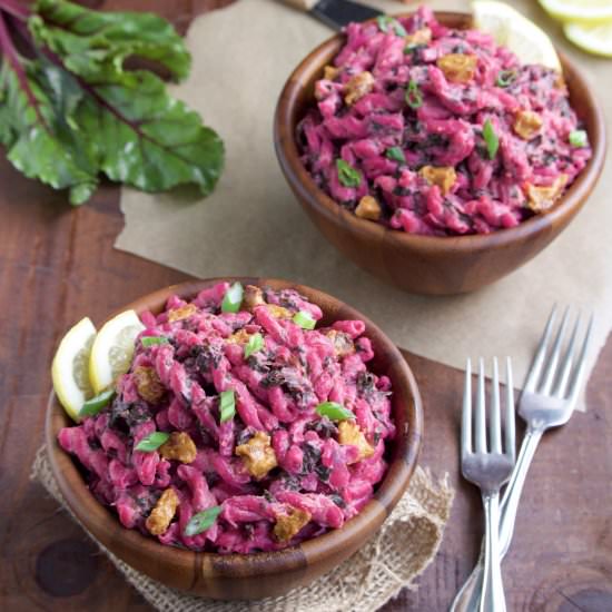 Vegan Beet Pasta Sauce - Recipe photo by Stacey Homemaker