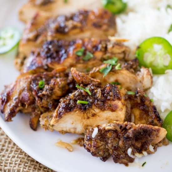 Easy Grilled Jerk Chicken - Recipe photo by dinnerthendessert