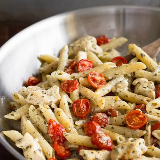 Easy Pesto Chicken Pasta for Two - Recipe photo by BakingMischief