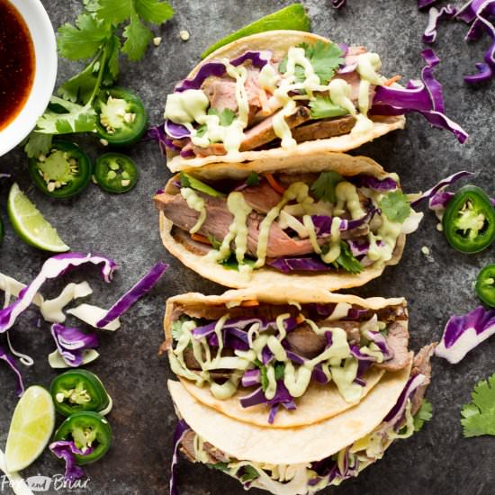 Honey Lime Steak Tacos - Recipe photo by foxandbriar