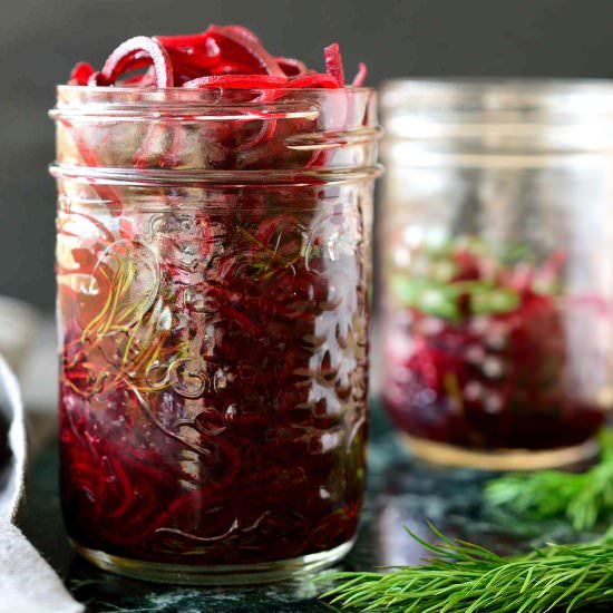 Spiralized Fermented Beets - Recipe photo by CilantroandCitronella