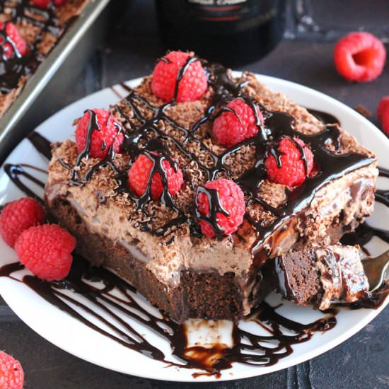 Chocolate Baileys Poke Cake - Recipe photo by peasandpeonies