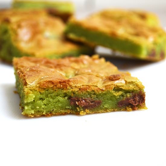 Mint White Chocolate Blondies - Recipe photo by lightscamerabake