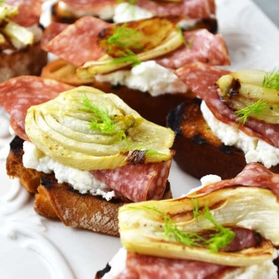 Roasted Fennel & Salami Crostini - Recipe photo by Inside the rustic kitchen