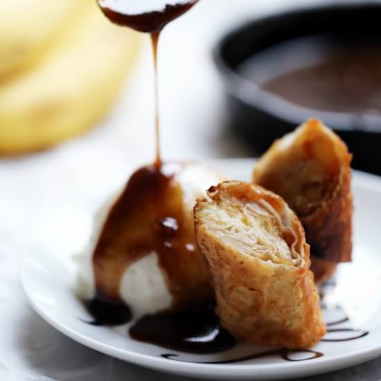 Bananas Foster Egg Rolls - Recipe photo by ONEarmedMAMA