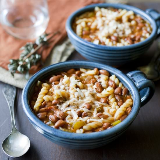 Southwest Pasta Bean Soup - Recipe photo by partialingredients