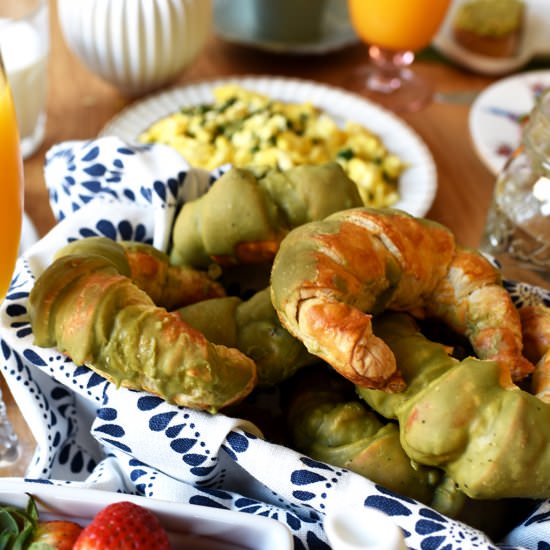 Matcha Croissants - Recipe photo by letseatcakeblog