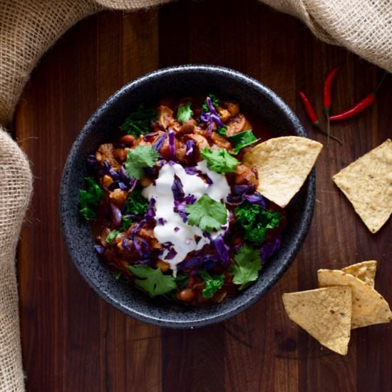 Cauliflower + Bean Chili - Recipe photo by wickedhealthy