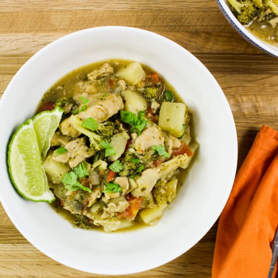 Chicken & Veggie Green Curry Soup - Recipe photo by Bites of Flavor