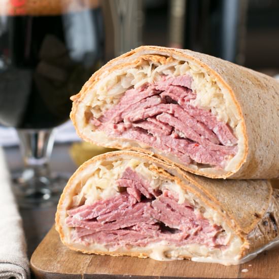 Irish Corned Beef Reuben Wrap - Recipe photo by cakenknife