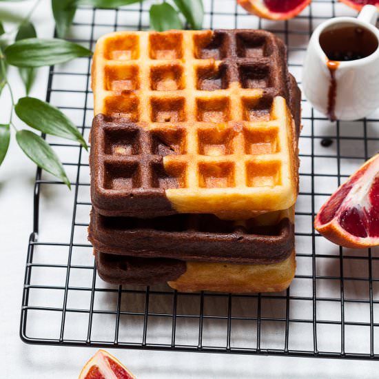 Chocolate-Vanilla Marbled Waffles - Recipe photo by Daria Saveleva