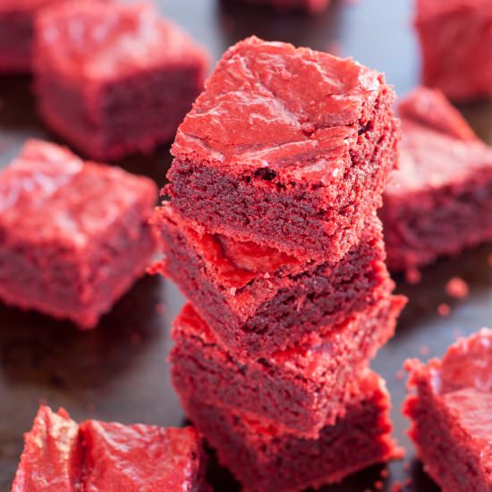 Gluten-Free Red Velvet Brownies - Recipe photo by flippindelicious