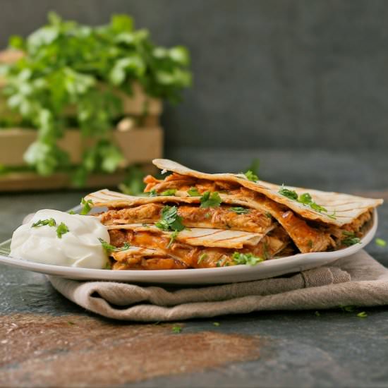 Spicy BBQ chicken quesadillas - Recipe photo by vanillafrost4