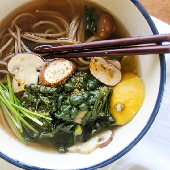 Lemony Garlic Ginger Soba Bowls - Recipe photo by FunnyLoveLindsay