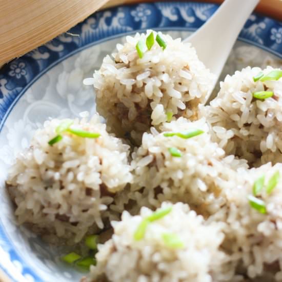Steamed Sticky Rice Meat Balls - Recipe photo by Spice the Plate