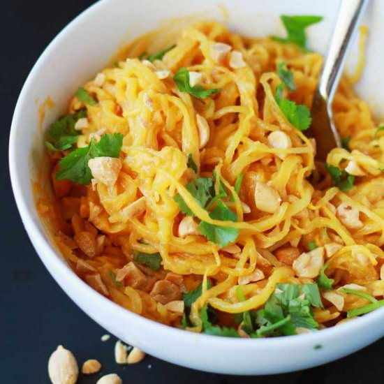 Spaghetti Squash Peanut Noodles - Recipe photo by passtheplants