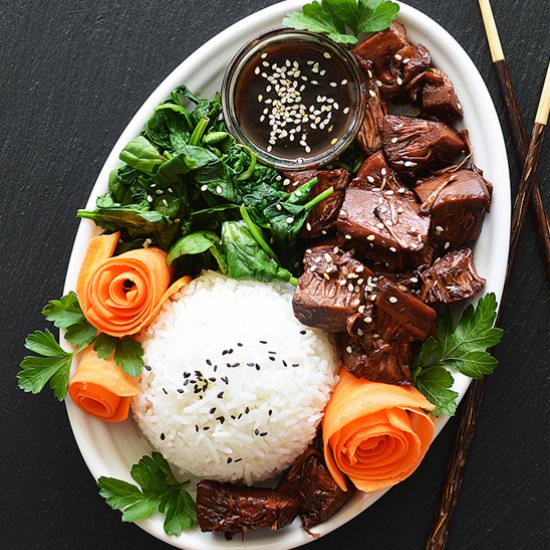 Vegan Teriyaki Jackfruit Bowl - Recipe photo by TheVegLife