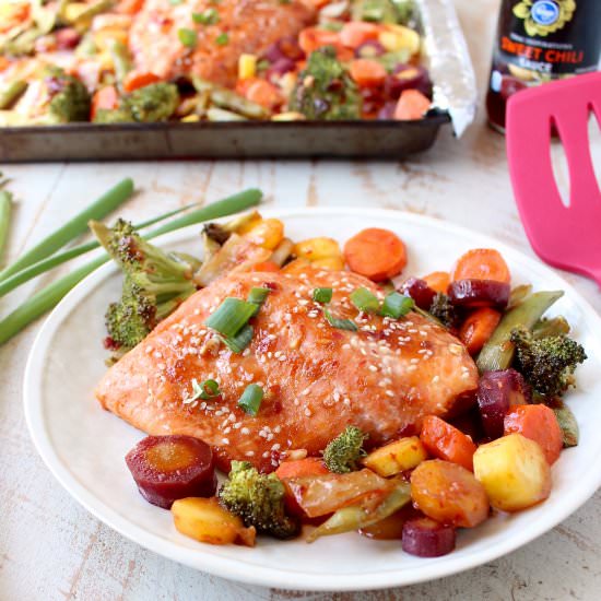 Sheet Pan Sweet Chili Salmon - Recipe photo by Whitney Bond