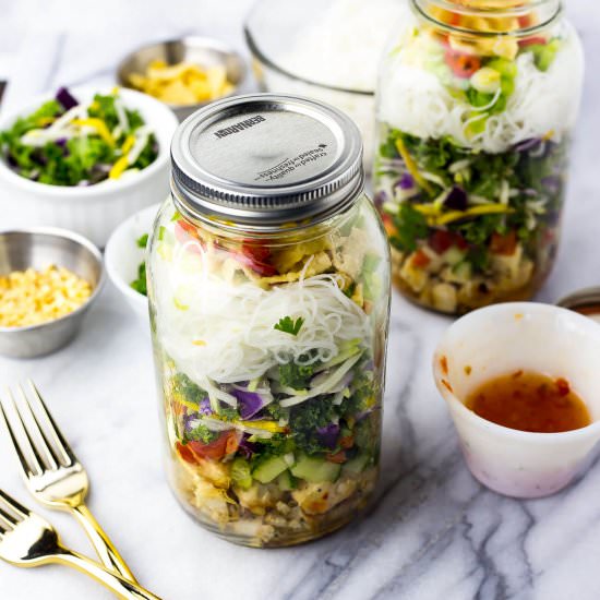 Sweet Chili Chicken Salad Jars - Recipe photo by thegirlonbloor