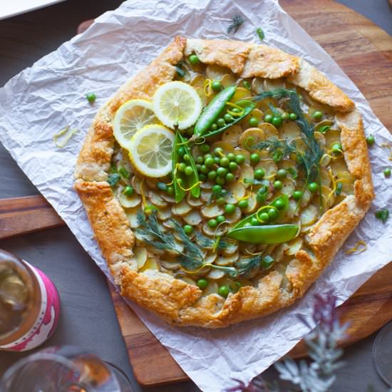Ricotta, Potato, & Spring Pea Galette - Recipe photo by beckysuebakes