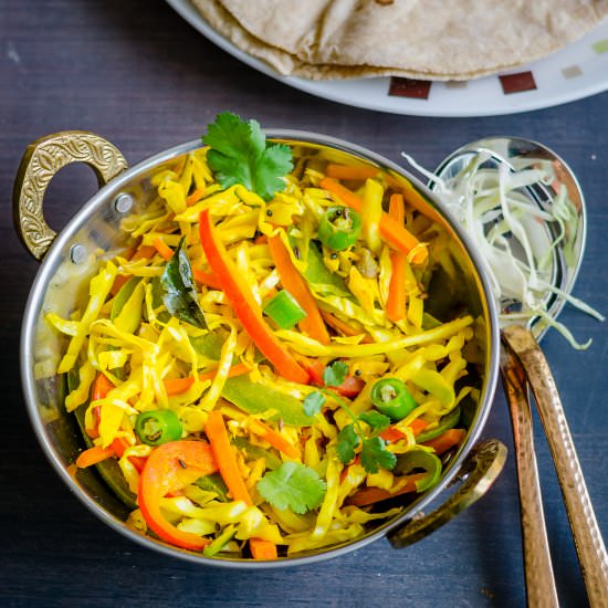 Kobi no Sambharo | Cabbage Stir Fry - Recipe photo by Herbivore Cucina