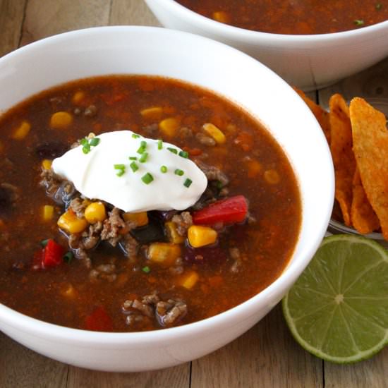 Mexican Chili Con Carne Soup - Recipe photo by vertruffelijk