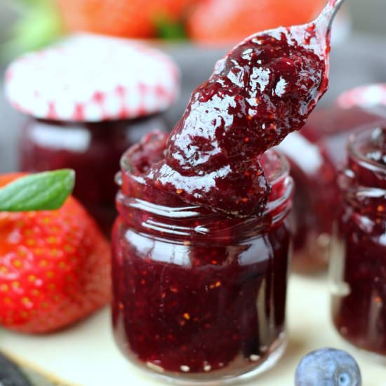 Rhubarb Berry Jam - Recipe photo by Garden in the kitchen