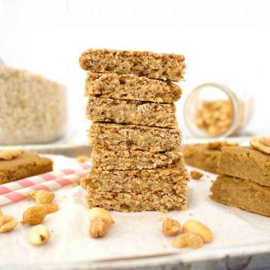 Peanut Butter Oatmeal Blondies - Recipe photo by vegannie
