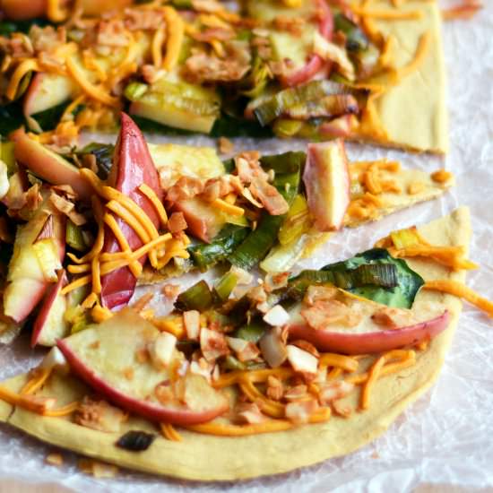 Leek, Apple & Coconut Bacon Pizza - Recipe photo by The Colorful Kitchen