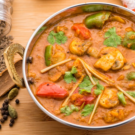 Kadai Mushroom Masala - Recipe photo by meemiskitchen