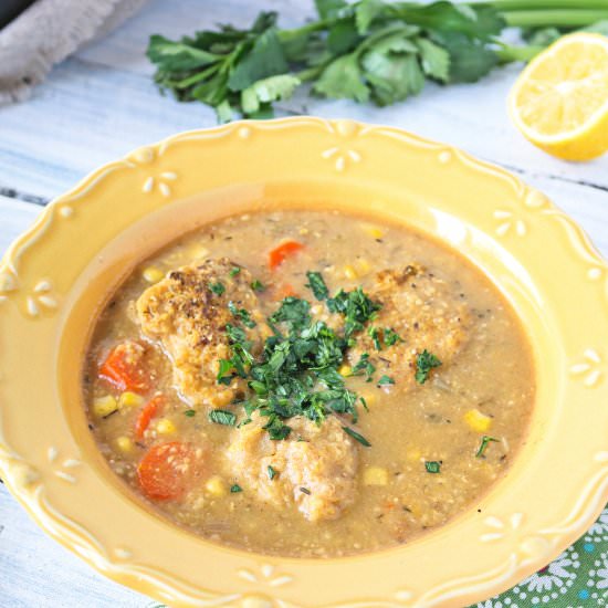 Vegetable Dumpling Soup - Recipe photo by Plateofplants