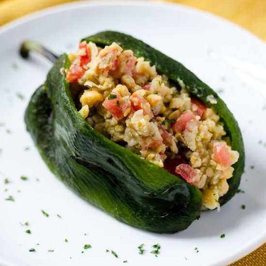 Chickpea Salad Stuffed Poblano - Recipe photo by dorastable