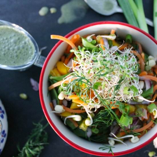 Sprouted Salad with Nori Dressing - Recipe photo by reachingforgreens