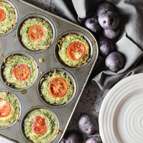 Latke crust and vegetable quiches - Recipe photo by mordenh