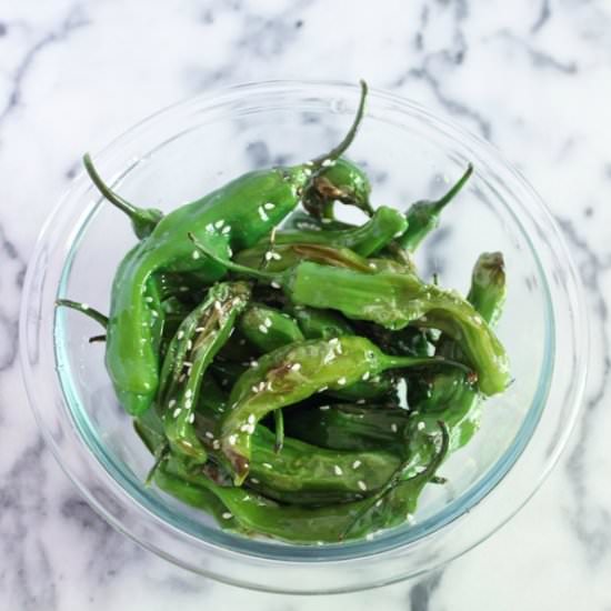 Blistered Shishito Peppers - Recipe photo by twoplacesatonce
