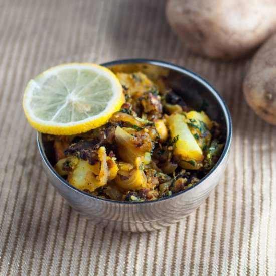 Potato Fenugreek Curry (Aloo Methi) - Recipe photo by PepperPowered