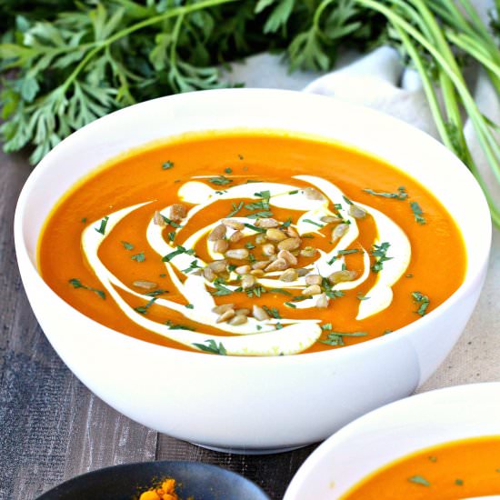 Carrot Turmeric Soup - Recipe photo by The Foodie Physician