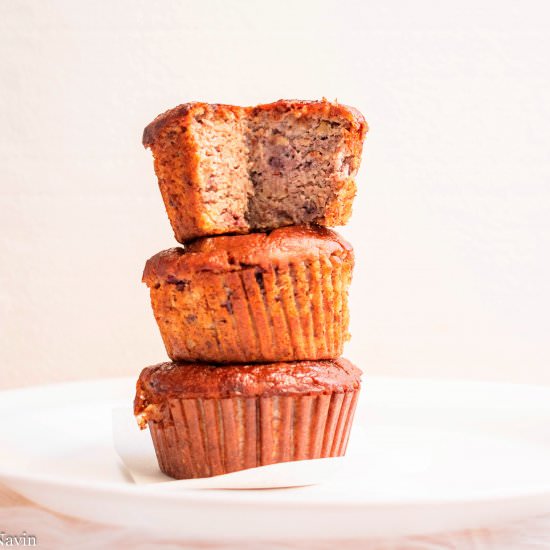 Almond Flour Banana Berry Muffins - Recipe photo by dimpieekitchen