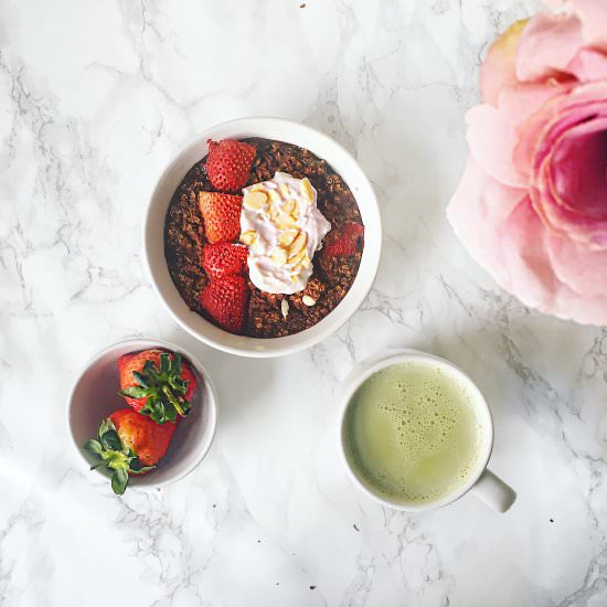 Chocolate and Strawberry Baked Oats - Recipe photo by nourishyourglow