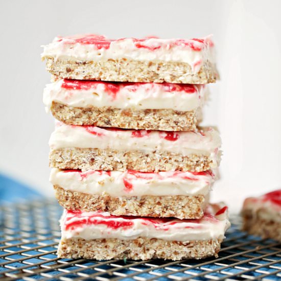 Vegan Raspberry Cheesecake Bars - Recipe photo by SlapDashMom