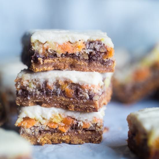 Carrot Cake Paleo Magic Cookie Bars - Recipe photo by foodfaithfitness