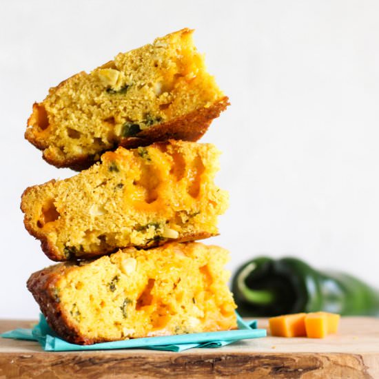 Cast Iron Poblano Cheddar Cornbread - Recipe photo by bessiebakes