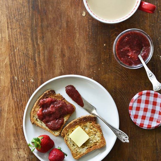 30-Minute Strawberry Balsamic Jam - Recipe photo by AnEdibleMosaic